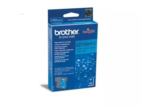 Een Brother inktcartridge, 750 pagina's, OEM LC-1100HYC, cyaan koop je bij ShopXPress