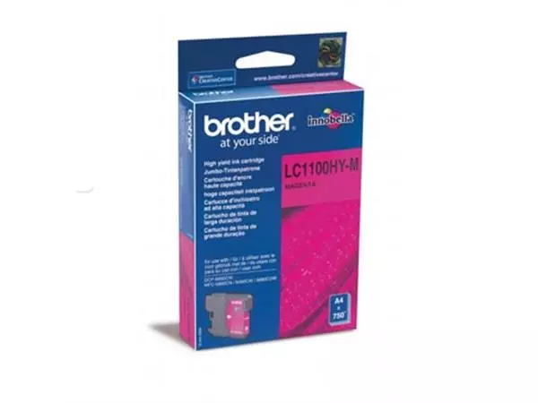 Een Brother inktcartridge, 750 pagina's, OEM LC-1100HYM, magenta koop je bij ShopXPress