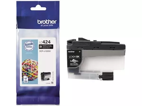 Een Brother inktcartridge, 750 pagina's, OEM LC-424BK, zwart koop je bij ShopXPress