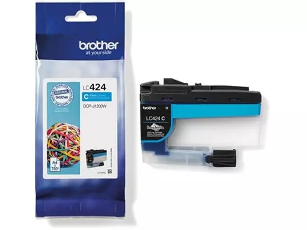 Een Brother inktcartridge, 750 pagina's, OEM LC-424C, cyaan koop je bij ShopXPress