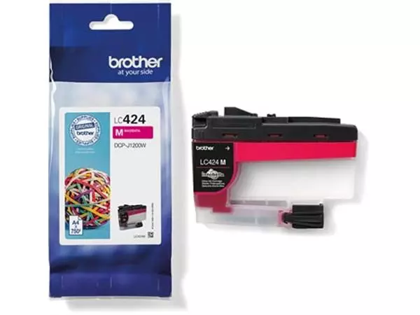 Een Brother inktcartridge, 750 pagina's, OEM LC-424M, magenta koop je bij ShopXPress