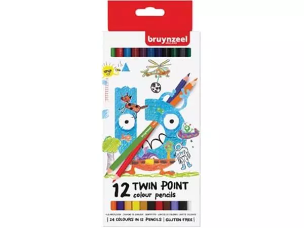 Een Bruynzeel Kids kleurpotloden Twin Point, set van 12 stuks in geassorteerde kleuren koop je bij ShopXPress