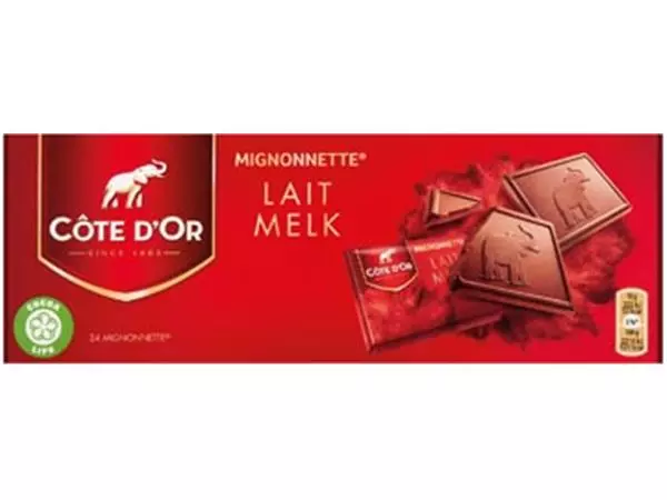 Een Côte d'Or Mignonnettes chocolade, melk, 10 g, doos van 24 stuks, apart verpakt koop je bij ShopXPress