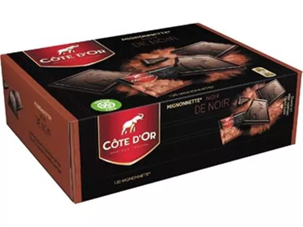 Een Côte d'Or chocolade Mignonnette, zwart van zwart, doos van 120 stuks koop je bij ShopXPress