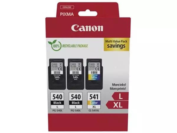Een Canon inktcartridge 2 x PG-540L + 1 x CL-541XL, 300 - 400 pagina's, OEM 5224B017, 4 kleuren koop je bij ShopXPress