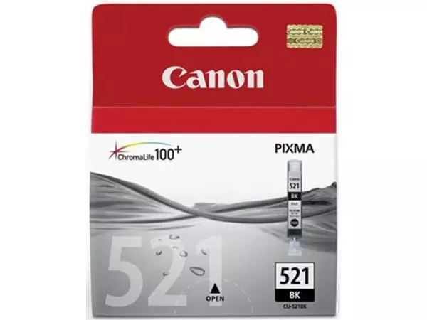 Een Canon inktcartridge CLI-521BK, 1.250 pagina's, OEM 2933B001, foto zwart koop je bij ShopXPress