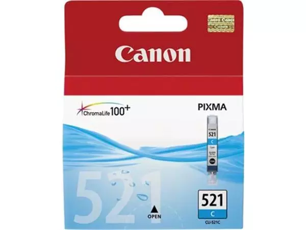 Een Canon inktcartridge CLI-521C, 448 pagina's, OEM 2934B001, cyaan koop je bij ShopXPress