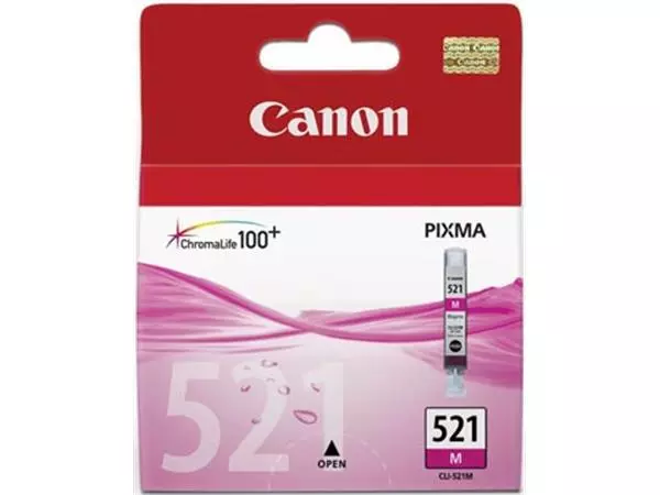 Een Canon inktcartridge CLI-521M, 445 pagina's, OEM 2935B001, magenta koop je bij ShopXPress