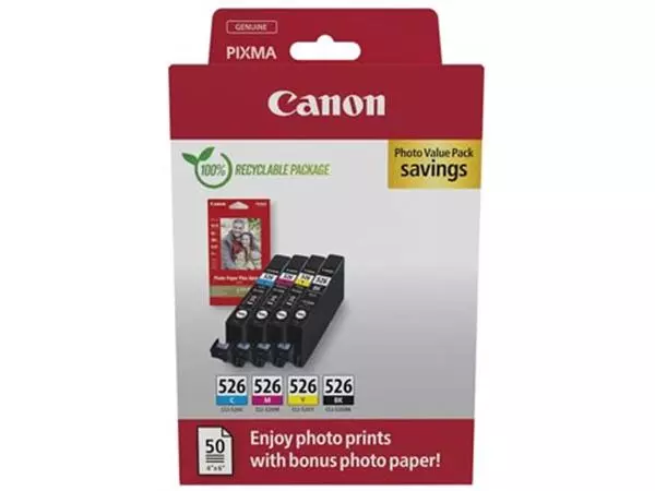 Een Canon inktcartridge CLI-526, 3 x 9 ml, OEM 4540B019, 3 kleuren koop je bij ShopXPress