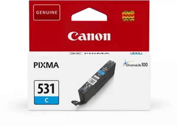 Een Canon inktcartridge CLI-531, 515 pagina's, OEM 6119C001, cyaan koop je bij ShopXPress