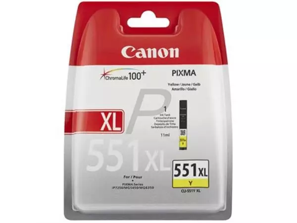 Een Canon inktcartridge CLI-551Y-XL, 695 pagina's, OEM 6446B001, geel koop je bij ShopXPress