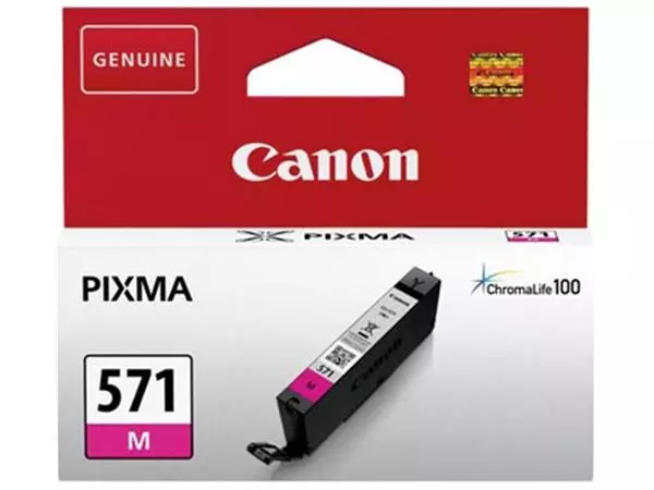 Een Canon inktcartridge CLI-571M, 173 foto's, OEM 0387C001, magenta koop je bij ShopXPress