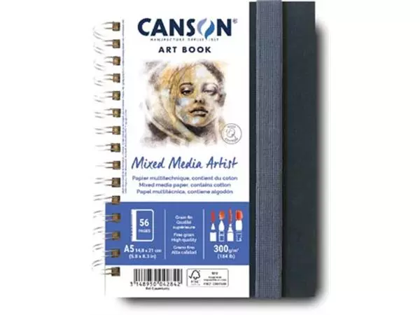 Een Canson Mixed Media Artist tekenboek, 28 vellen, 300 g/m², ft 14,8 x 21 cm (A5) koop je bij ShopXPress