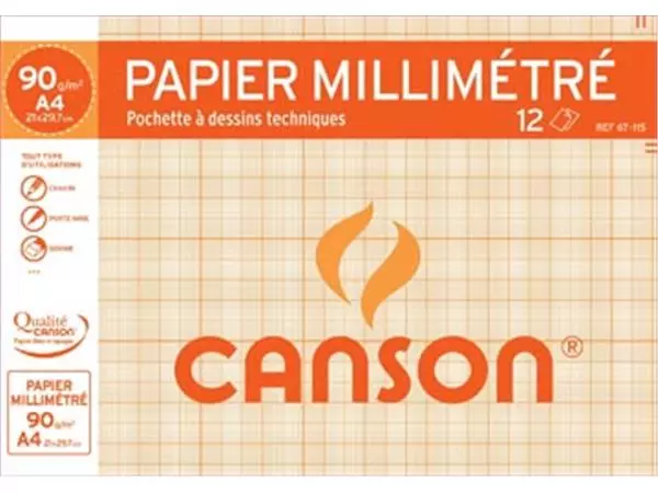 Een Canson millimeterpapier, pak van 12 vel koop je bij ShopXPress