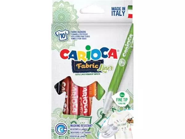 Een Carcioca textielstift Fabricliner, doos van 10 stuks in geassorteerde kleuren koop je bij ShopXPress