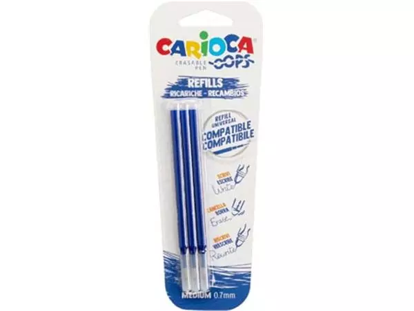 Een Carioca Oops navulling, medium, blauw, blister van 3 stuks koop je bij ShopXPress