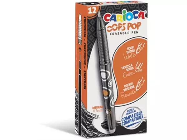 Een Carioca gelroller Oops Pop, medium, uitwisbaar, doos van 12 stuks, zwart koop je bij ShopXPress