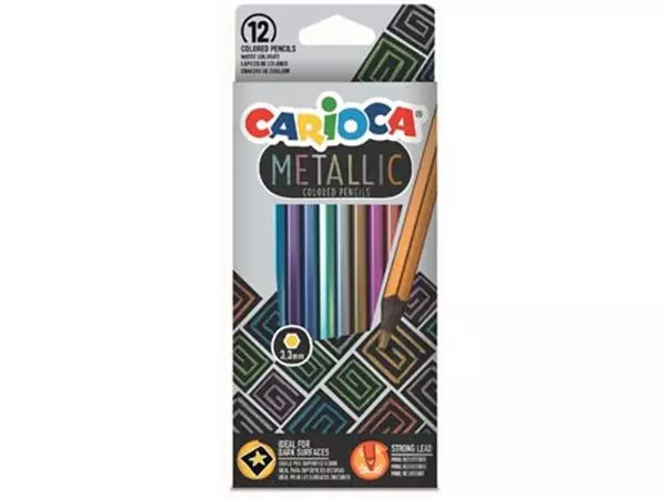 Een Carioca kleurpotlood Metallic, 12 stuks in een kartonnen etui koop je bij ShopXPress