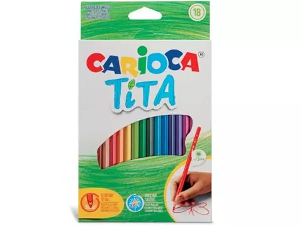 Een Carioca kleurpotlood Tita, 18 stuks in een kartonnen etui koop je bij ShopXPress