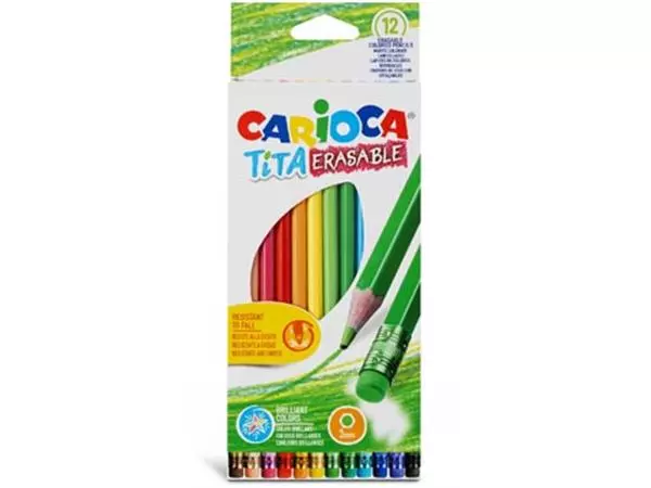 Een Carioca kleurpotlood met gum Tita, 12 stuks in een kartonnen etui koop je bij ShopXPress