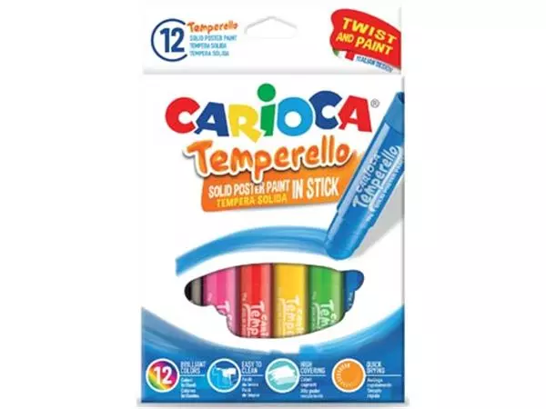Een Carioca plakkaatverfstick Temperello, kartonnen etui van 12 stuks koop je bij ShopXPress