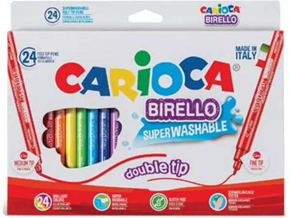 Een Carioca viltstift Dubbelpunter Birello Superwashab 24 stiften koop je bij ShopXPress