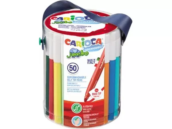 Een Carioca viltstift Jumbo, 50 stiften in een plastic pot koop je bij ShopXPress