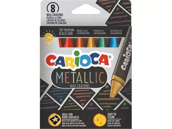 Een Carioca waskrijt Wax Metallic, kartonnen etui van 8 stuks koop je bij ShopXPress