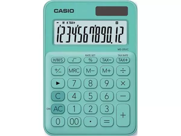 Een Casio bureaurekenmachine MS-20UC, groen koop je bij ShopXPress