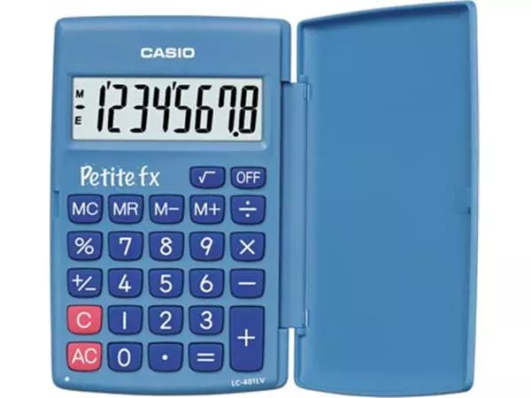 Een Casio zakrekenmachine Petite FX, blauw koop je bij ShopXPress