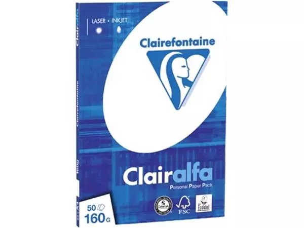 Een Clairefontaine Clairalfa presentatiepapier A4, 160 g, pak van 50 vel koop je bij ShopXPress