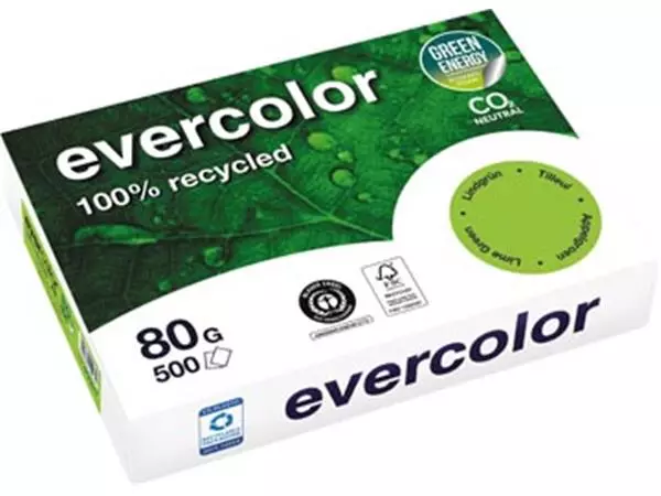 Een Clairefontaine Evercolor, gekleurd gerecycleerd papier, A4, 80 g, 500 vel, appelgroen koop je bij ShopXPress