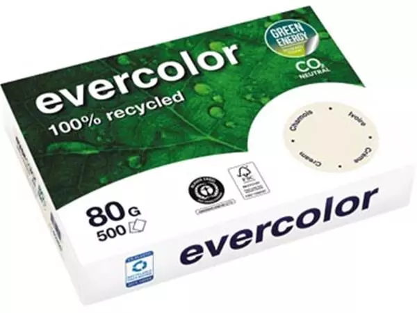 Een Clairefontaine Evercolor, gekleurd gerecycleerd papier, A4, 80 g, 500 vel, ivoor koop je bij ShopXPress