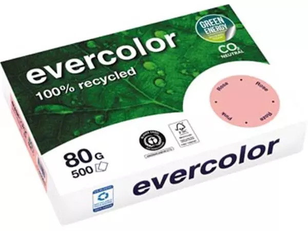 Een Clairefontaine Evercolor, gekleurd gerecycleerd papier, A4, 80 g, 500 vel, roze koop je bij ShopXPress