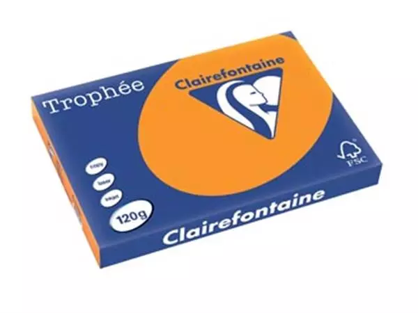 Een Clairefontaine Trophée Intens, gekleurd papier, A3, 120 g, 250 vel, feloranje koop je bij ShopXPress