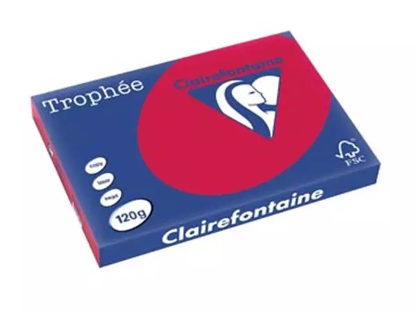 Een Clairefontaine Trophée Intens, gekleurd papier, A3, 120 g, 250 vel, kersenrood koop je bij ShopXPress