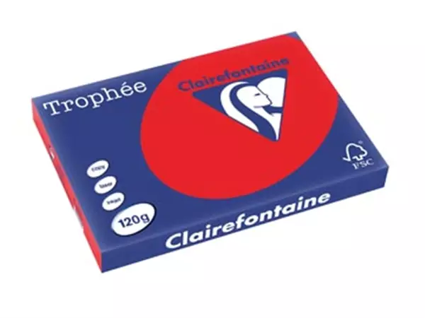 Een Clairefontaine Trophée Intens, gekleurd papier, A3, 120 g, 250 vel, koraalrood koop je bij Supplierz BV