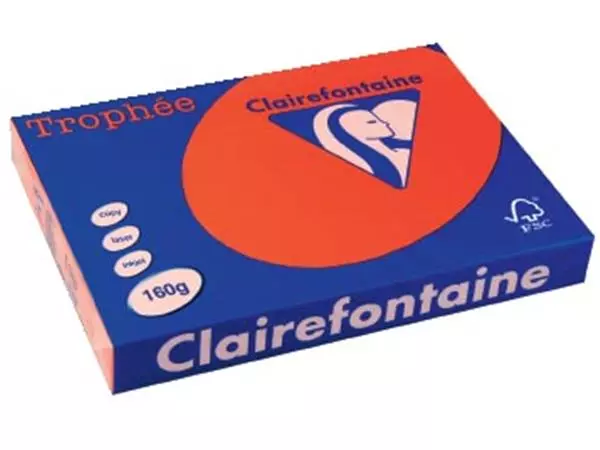 Een Clairefontaine Trophée Intens, gekleurd papier, A3, 160 g, 250 vel, koraalrood koop je bij ShopXPress