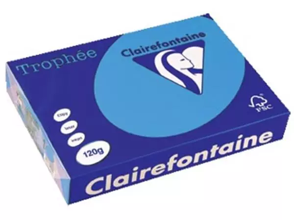 Een Clairefontaine Trophée Intens, gekleurd papier, A4, 120 g, 250 vel, koningsblauw koop je bij ShopXPress