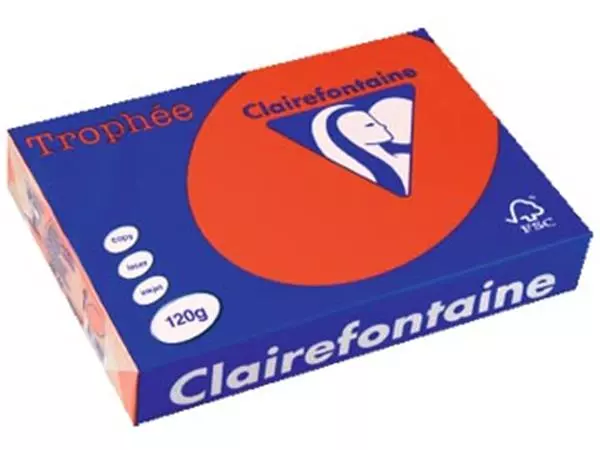 Een Clairefontaine Trophée Intens, gekleurd papier, A4, 120 g, 250 vel, koraalrood koop je bij ShopXPress