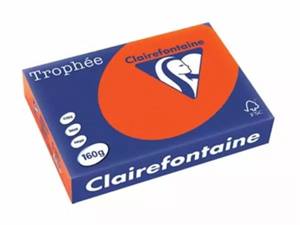 Een Clairefontaine Trophée Intens, gekleurd papier, A4, 160 g, 250 vel, kardinaalrood koop je bij ShopXPress