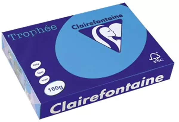 Een Clairefontaine Trophée Intens, gekleurd papier, A4, 160 g, 250 vel, koningsblauw koop je bij ShopXPress