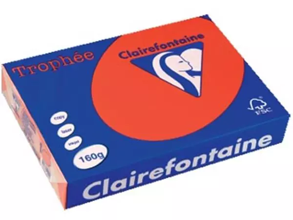 Een Clairefontaine Trophée Intens, gekleurd papier, A4, 160 g, 250 vel, koraalrood koop je bij ShopXPress