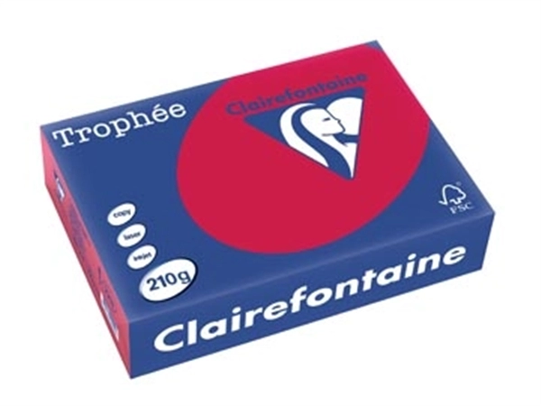 Een Clairefontaine Trophée Intens, gekleurd papier, A4, 210 g, 250 vel, kersenrood koop je bij ShopXPress