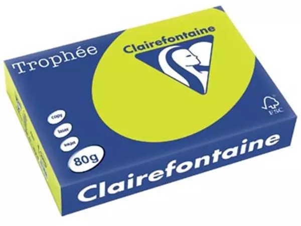 Een Clairefontaine Trophée Intens, gekleurd papier, A4, 80 g, 500 vel, fluo groen koop je bij ShopXPress