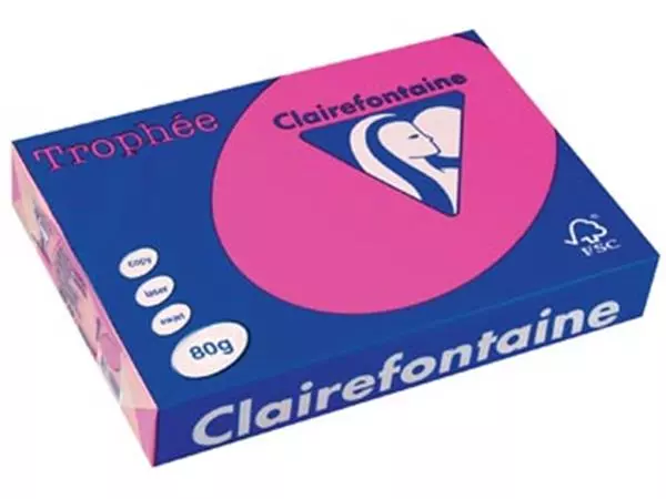 Een Clairefontaine Trophée Intens, gekleurd papier, A4, 80 g, 500 vel, fluo roze koop je bij ShopXPress