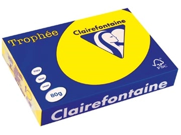 Een Clairefontaine Trophée Intens, gekleurd papier, A4, 80 g, 500 vel, fluogeel koop je bij ShopXPress