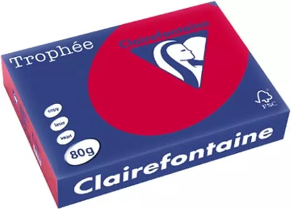 Een Clairefontaine Trophée Intens, gekleurd papier, A4, 80 g, 500 vel, kersenrood koop je bij ShopXPress