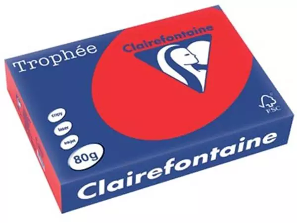 Een Clairefontaine Trophée Intens, gekleurd papier, A4, 80 g, 500 vel, koraal rood koop je bij ShopXPress