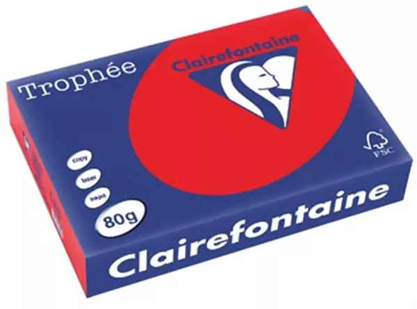 Een Clairefontaine Trophée Intens, gekleurd papier, A4, 80 g, 500 vel, koraal rood koop je bij ShopXPress